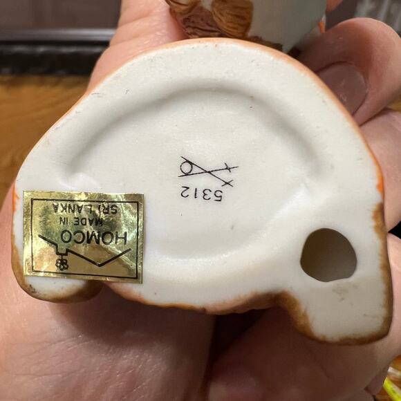 Vintage Homco Set 5312 Ceramic Figurines Thanksgiving Bears Fall Harvest 2 Piece - Picture 8 of 10